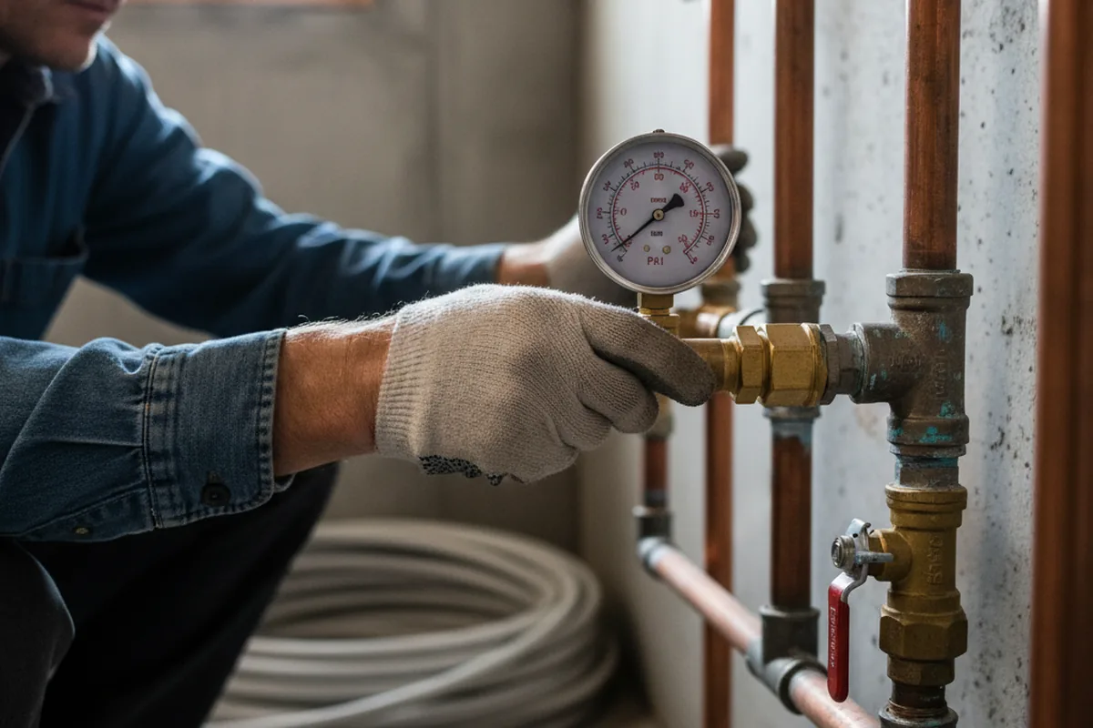 Pressure testing a repaired line during Water Line Repair in Bessie